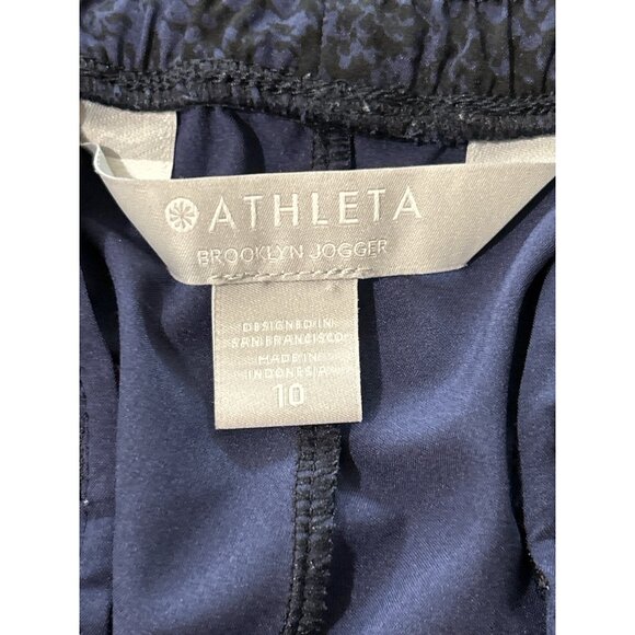 Athleta Womens Brooklyn Jogger Pants Blue Black Snake Print Drawstring Size 10 - Picture 4 of 6